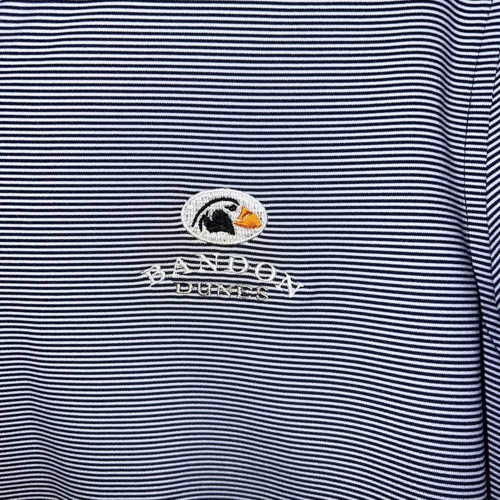 Peter Millar Navy and White Striped Zip-Up Sweater - Picture 3 of 7